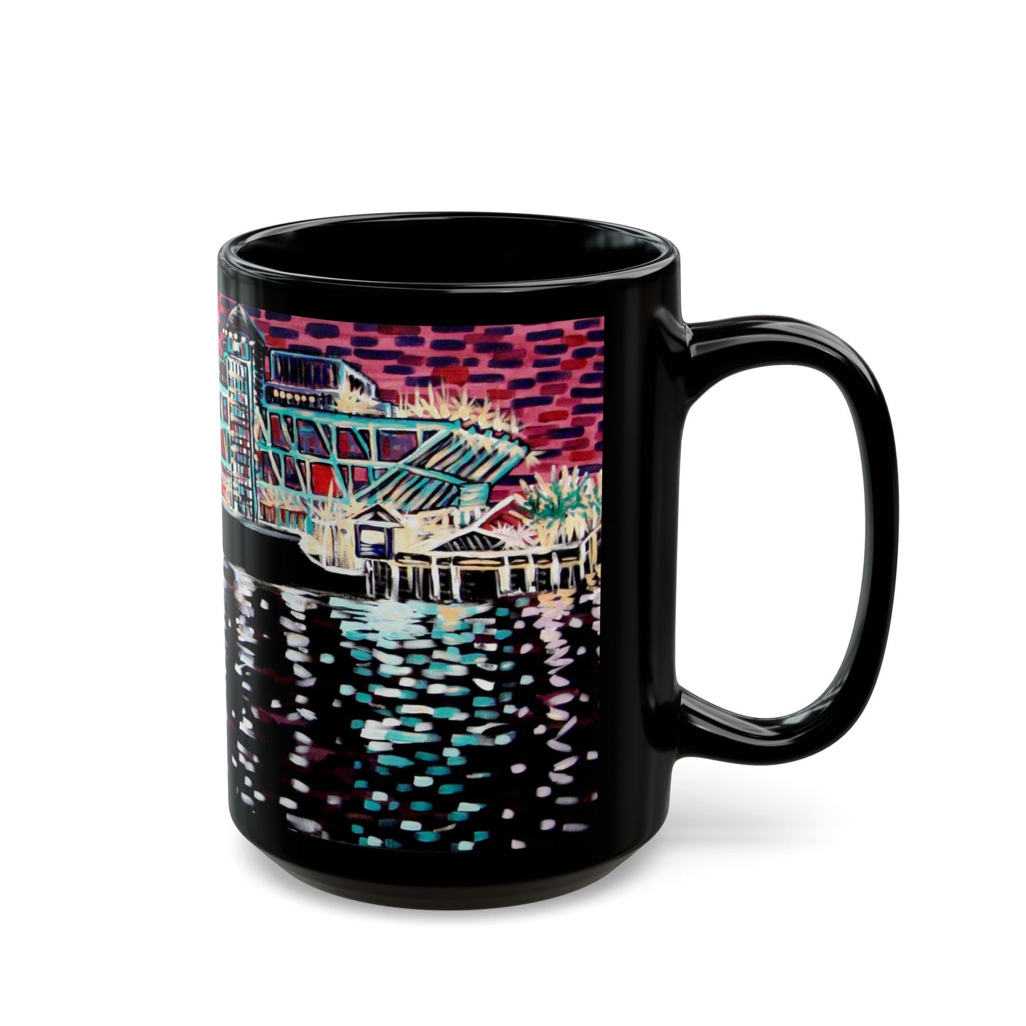 Vintage St. Pete Pier Black Mug