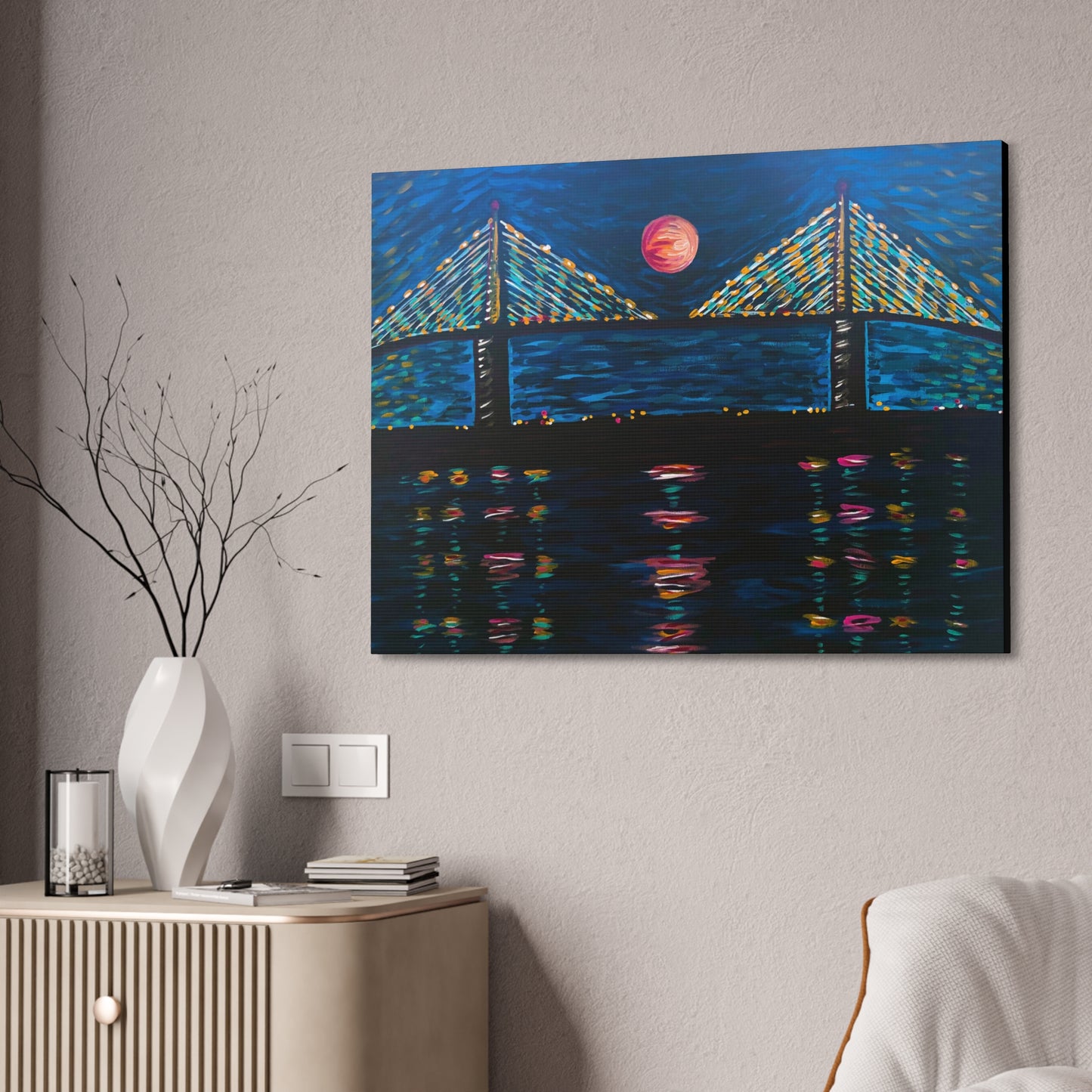 "Skyway at Night" from the Coastal Bold Collection Premium 1.5" Gallery Canvas