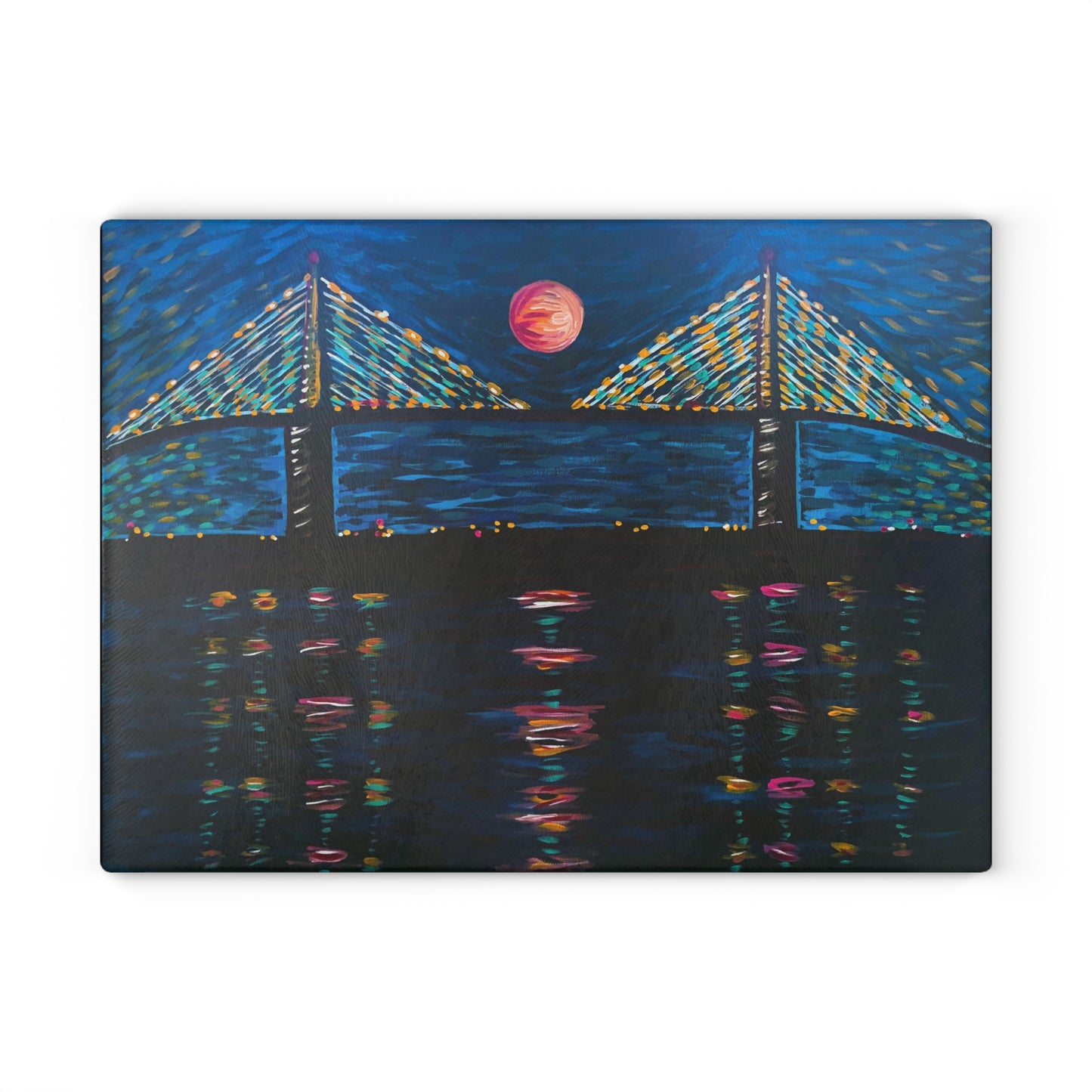 "Skyway at Night" Glass Cutting Board