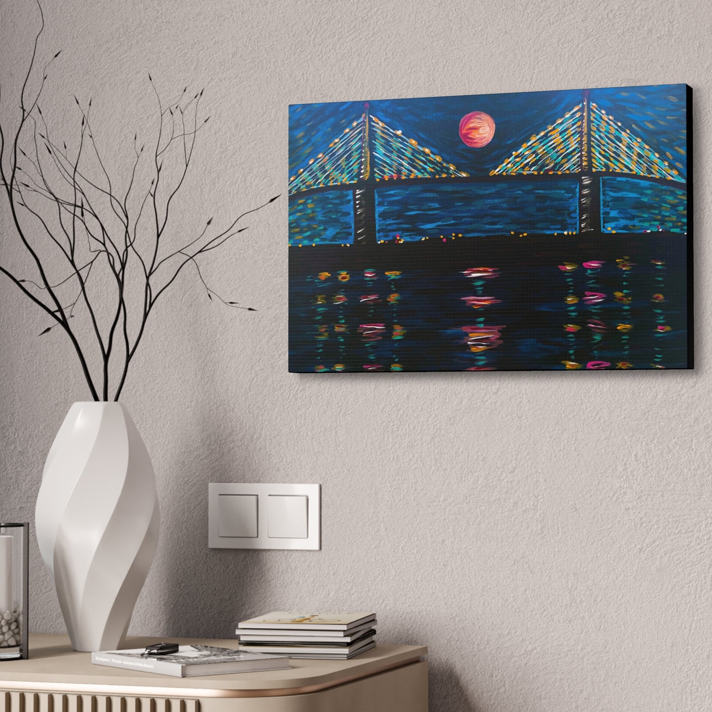 "Skyway at Night" from the Coastal Bold Collection Premium 1.5" Gallery Canvas