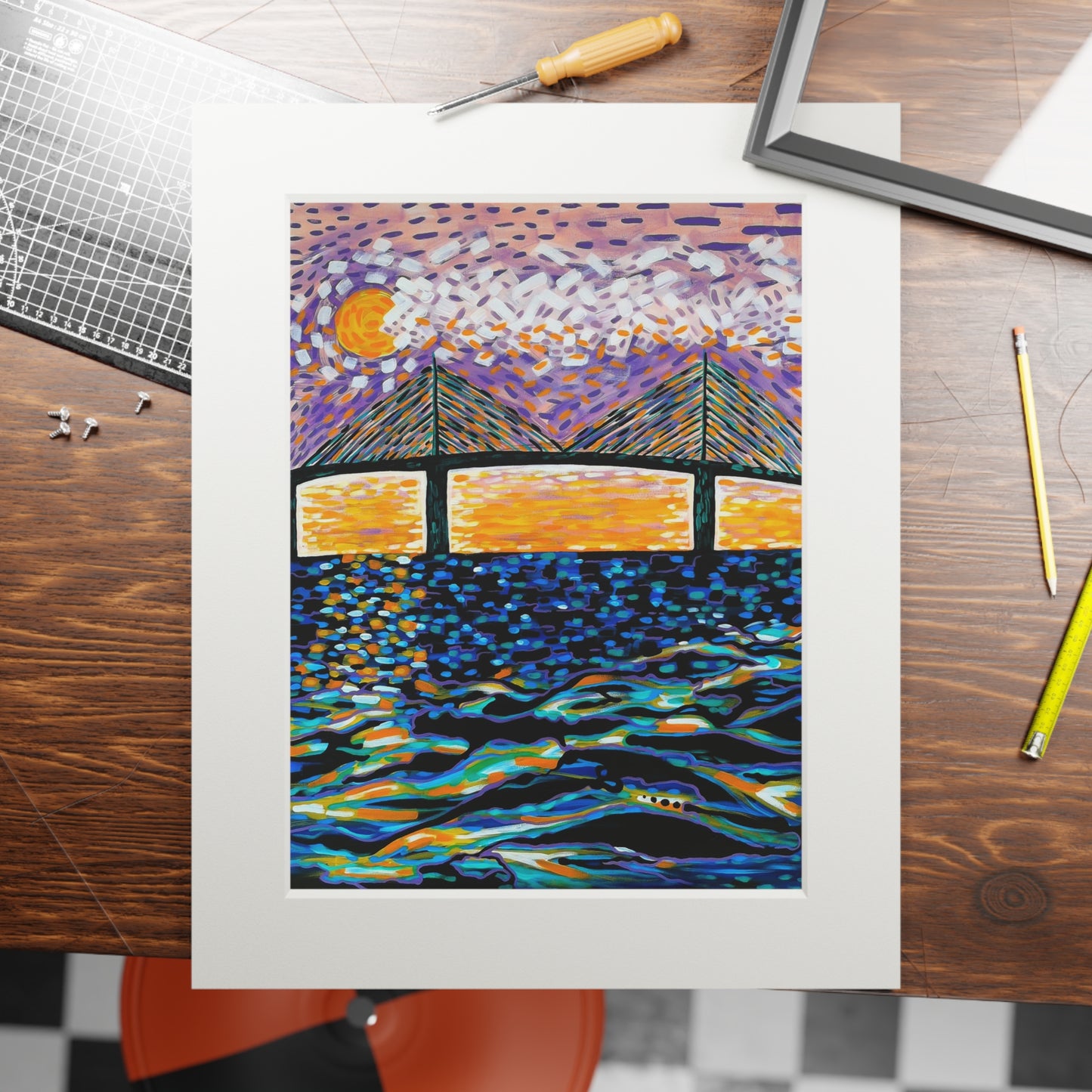 Sunshine Skyway Fine Art Matted Giclée Print