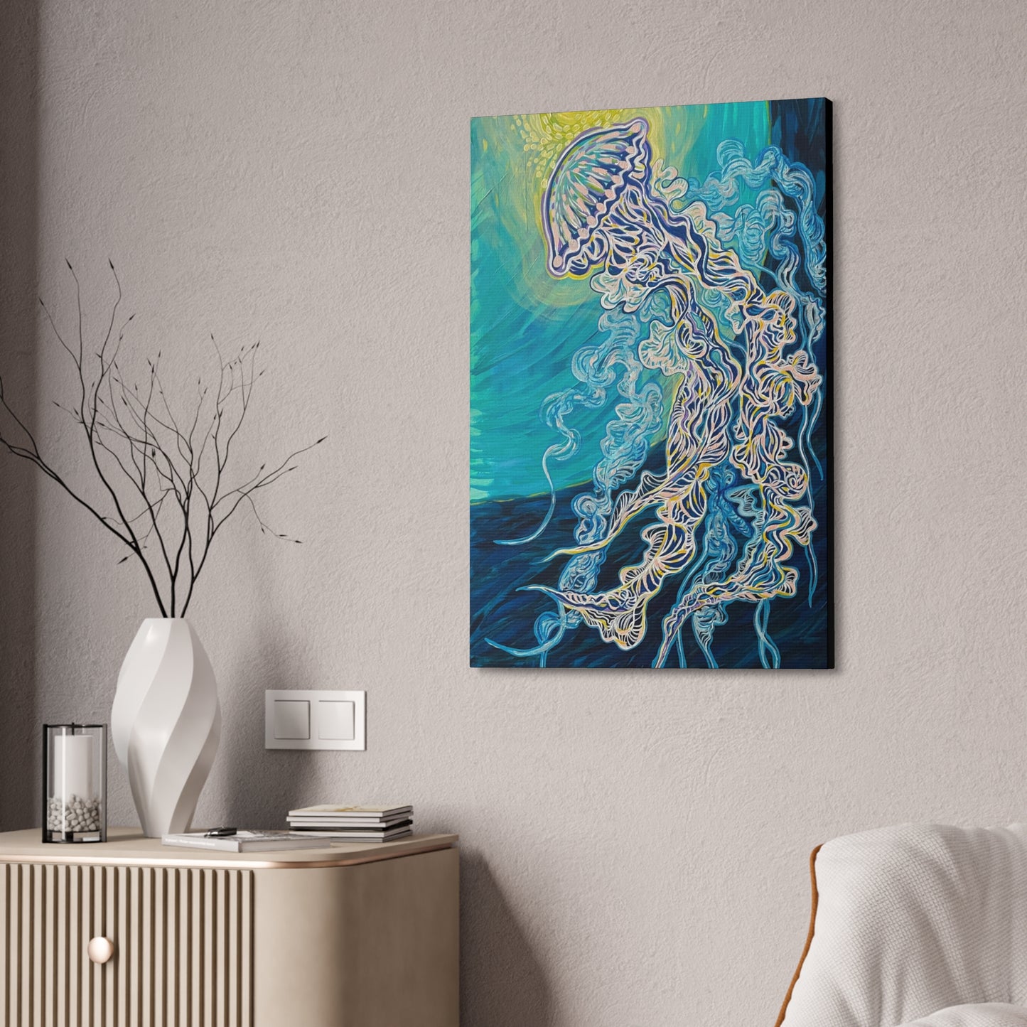 "Jellyfish Joy" from the Coastal Bold Collection Premium 1.5" Gallery Canvas