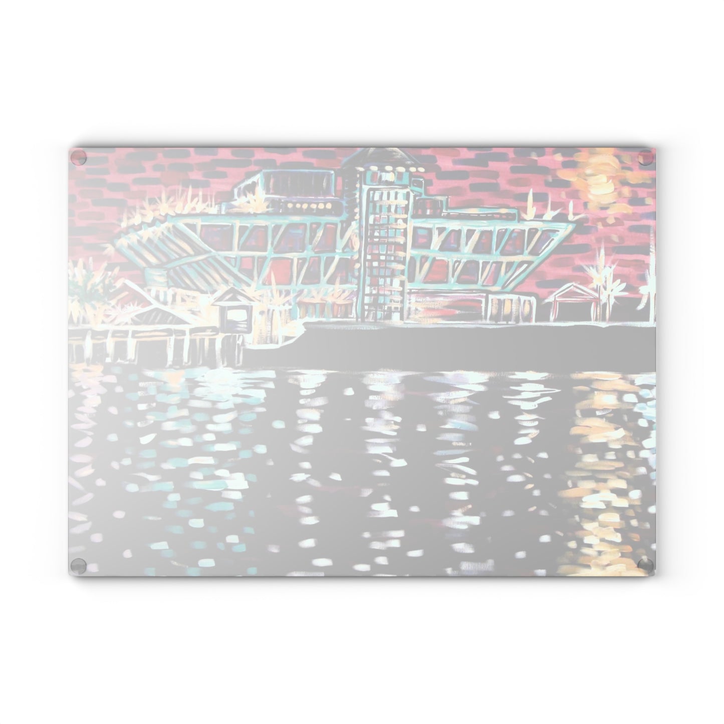 "Vintage St. Pete Pier" Glass Cutting Board