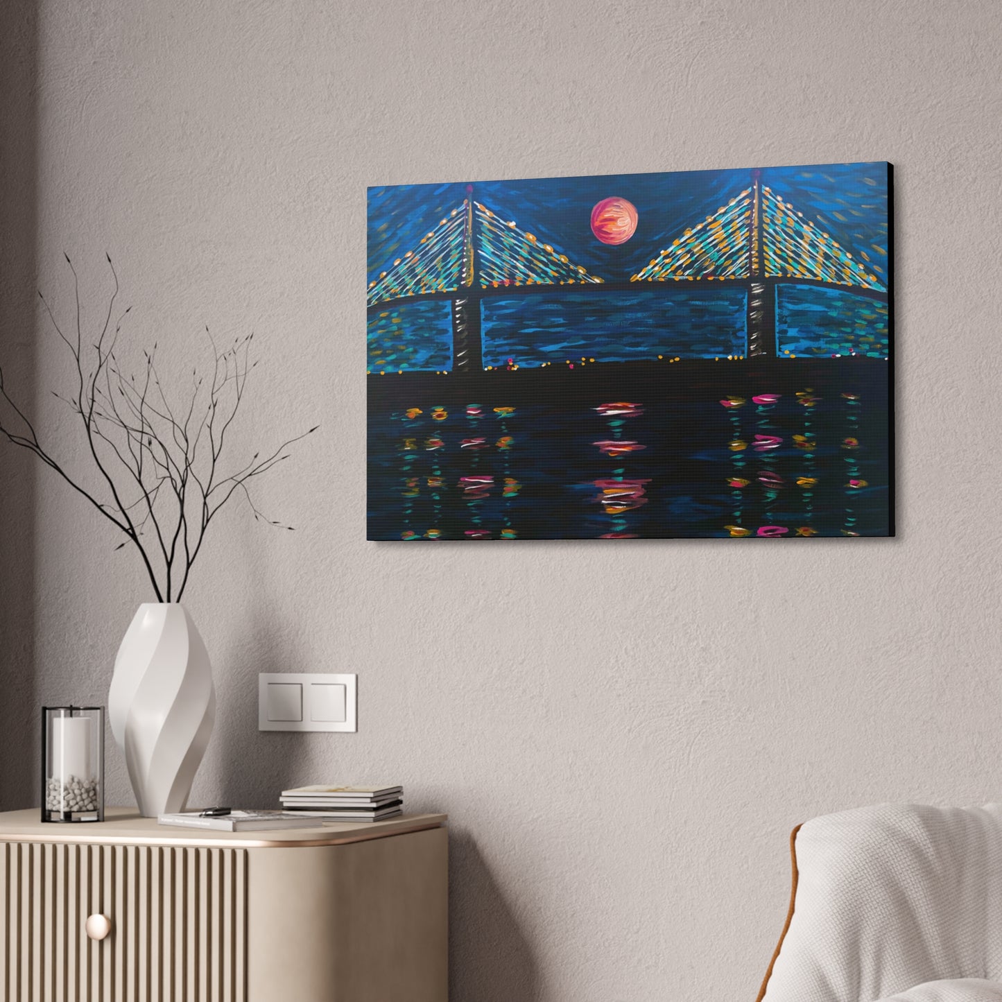 "Skyway at Night" from the Coastal Bold Collection Premium 1.5" Gallery Canvas