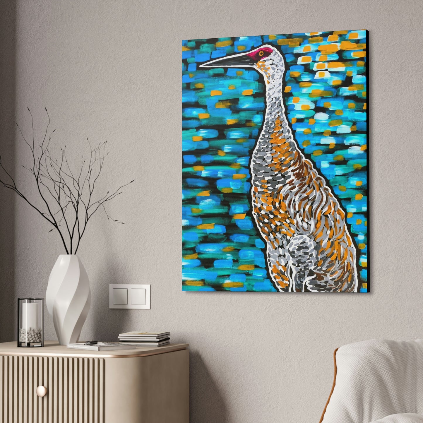 Sandhill Crane Striking AoB Premium 1.5'' Gallery Canvas