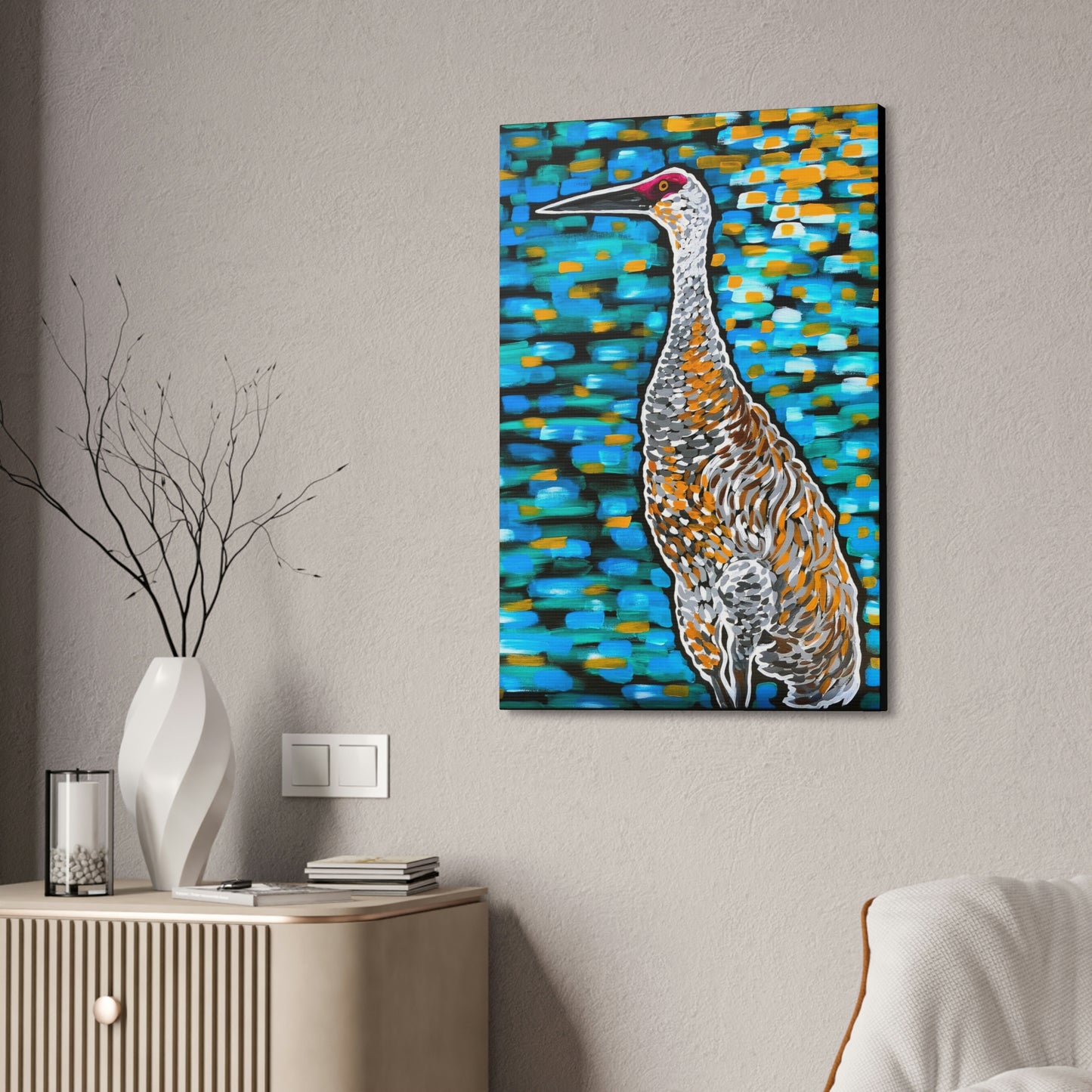 Sandhill Crane Striking AoB Premium 1.5'' Gallery Canvas
