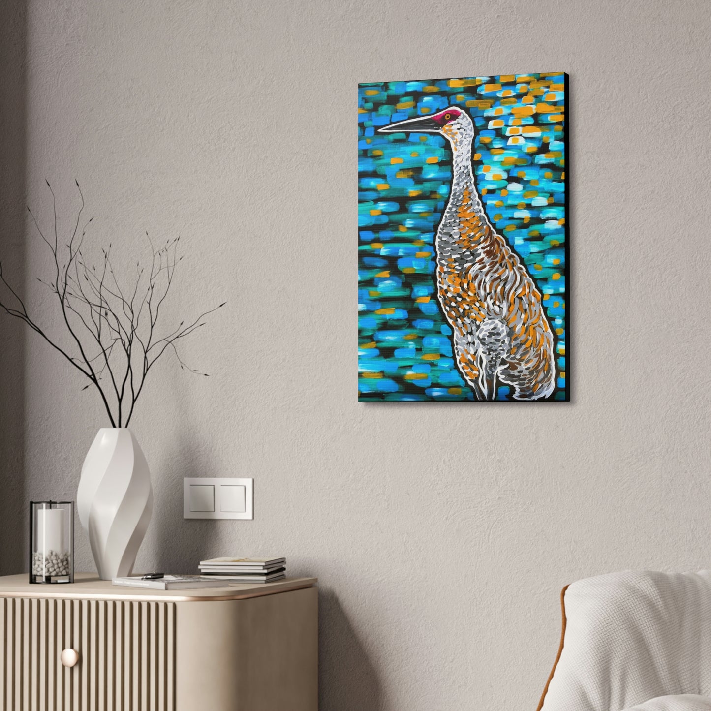 Sandhill Crane Striking AoB Premium 1.5'' Gallery Canvas