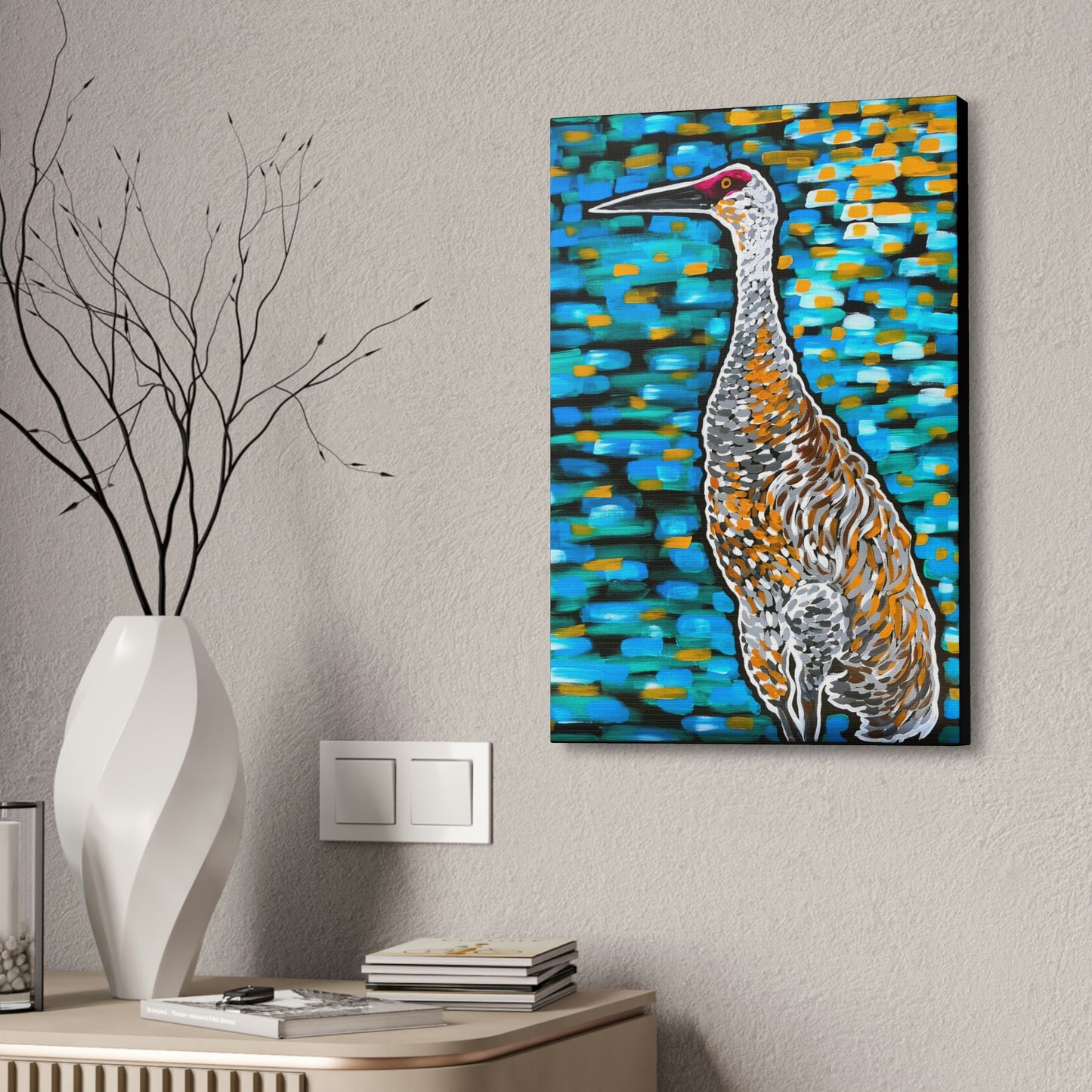 Sandhill Crane Striking AoB Premium 1.5'' Gallery Canvas
