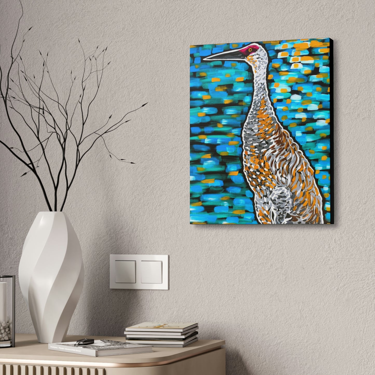 Sandhill Crane Striking AoB Premium 1.5'' Gallery Canvas