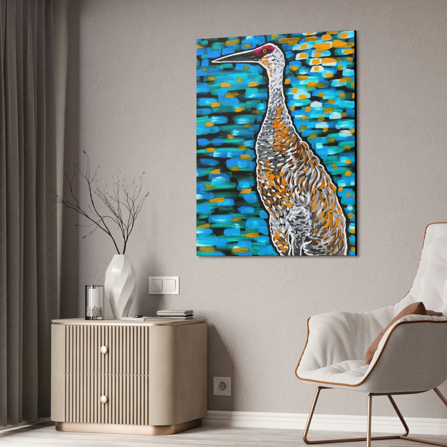 Sandhill Crane Striking AoB Premium 1.5'' Gallery Canvas