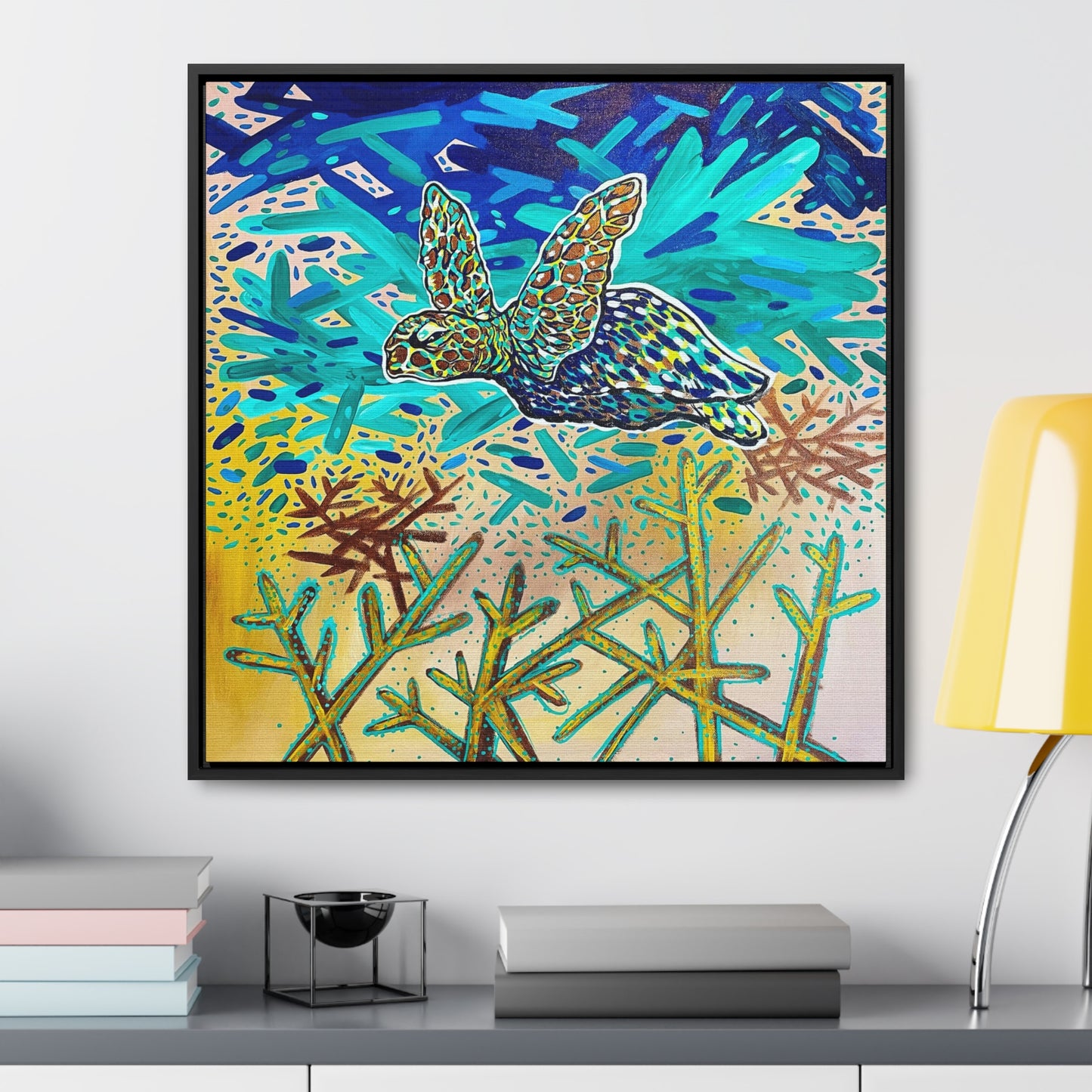 Arriving Sea Turtle Framed Gallery Canvas