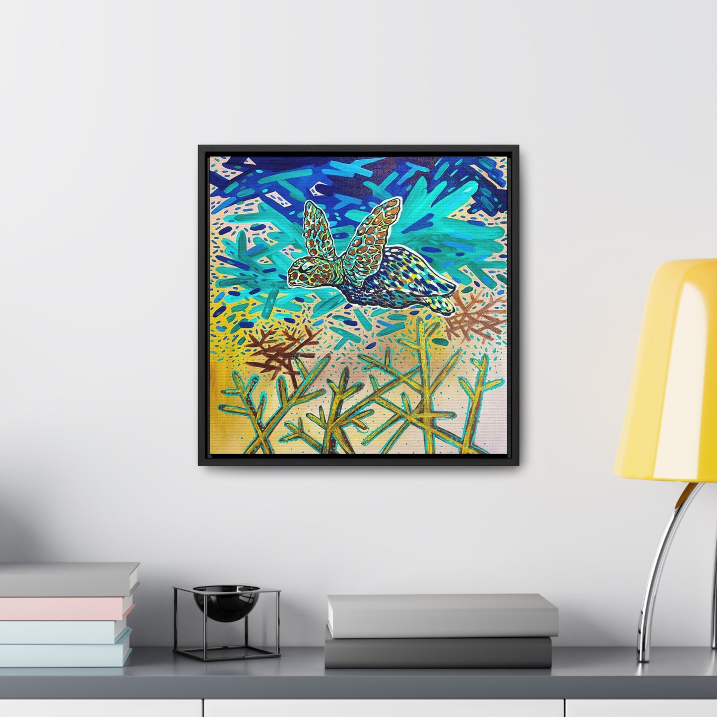 Arriving Sea Turtle Framed Gallery Canvas