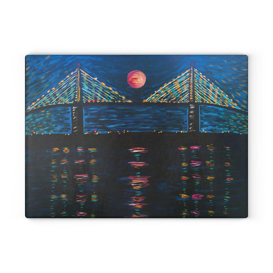 "Skyway at Night" Glass Cutting Board