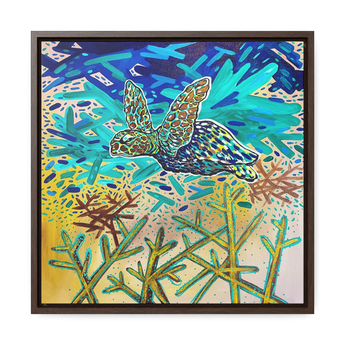 Arriving Sea Turtle Framed Gallery Canvas