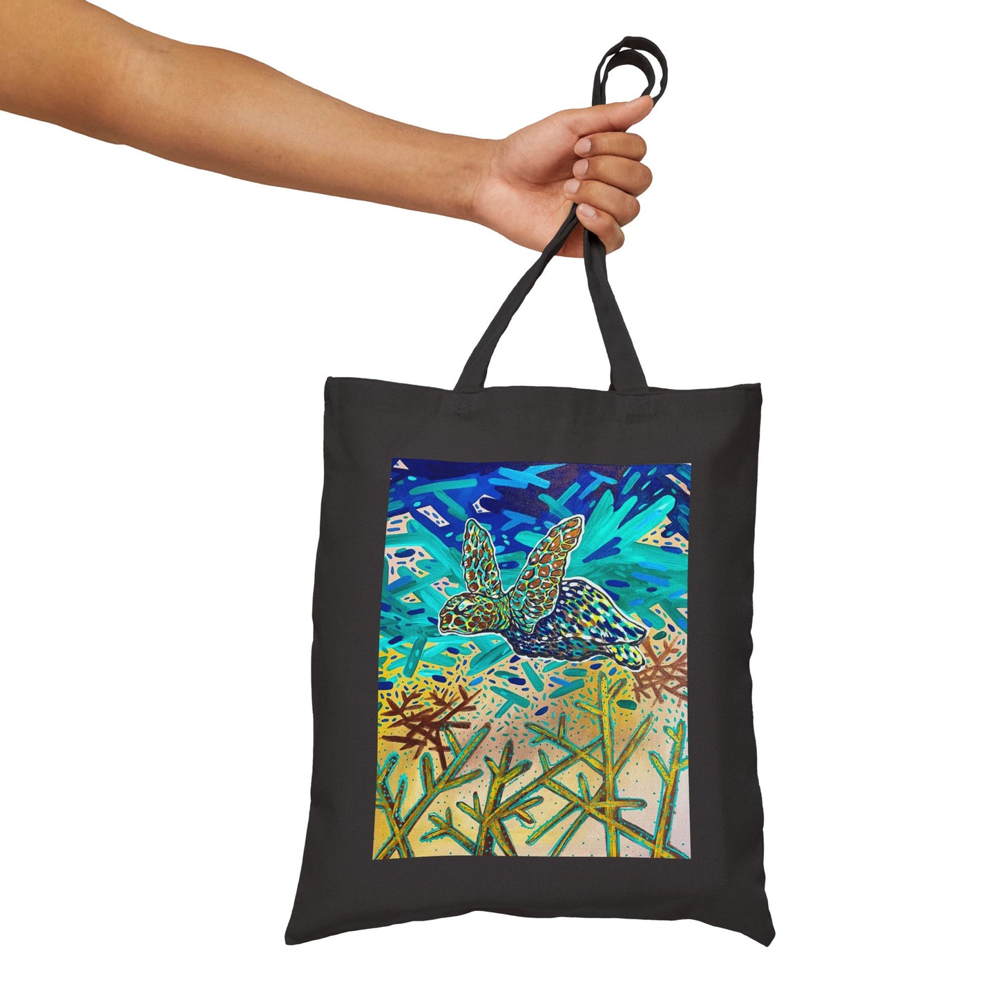Arriving Sea Turtle Cotton Canvas Tote Bag
