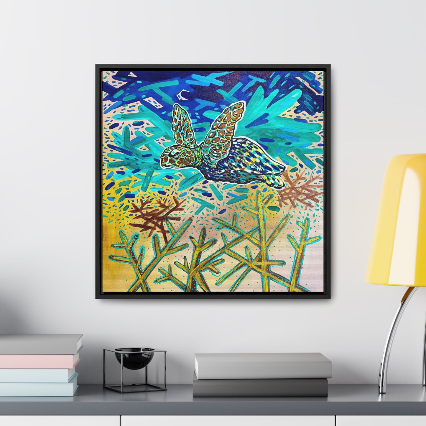 Arriving Sea Turtle Framed Gallery Canvas