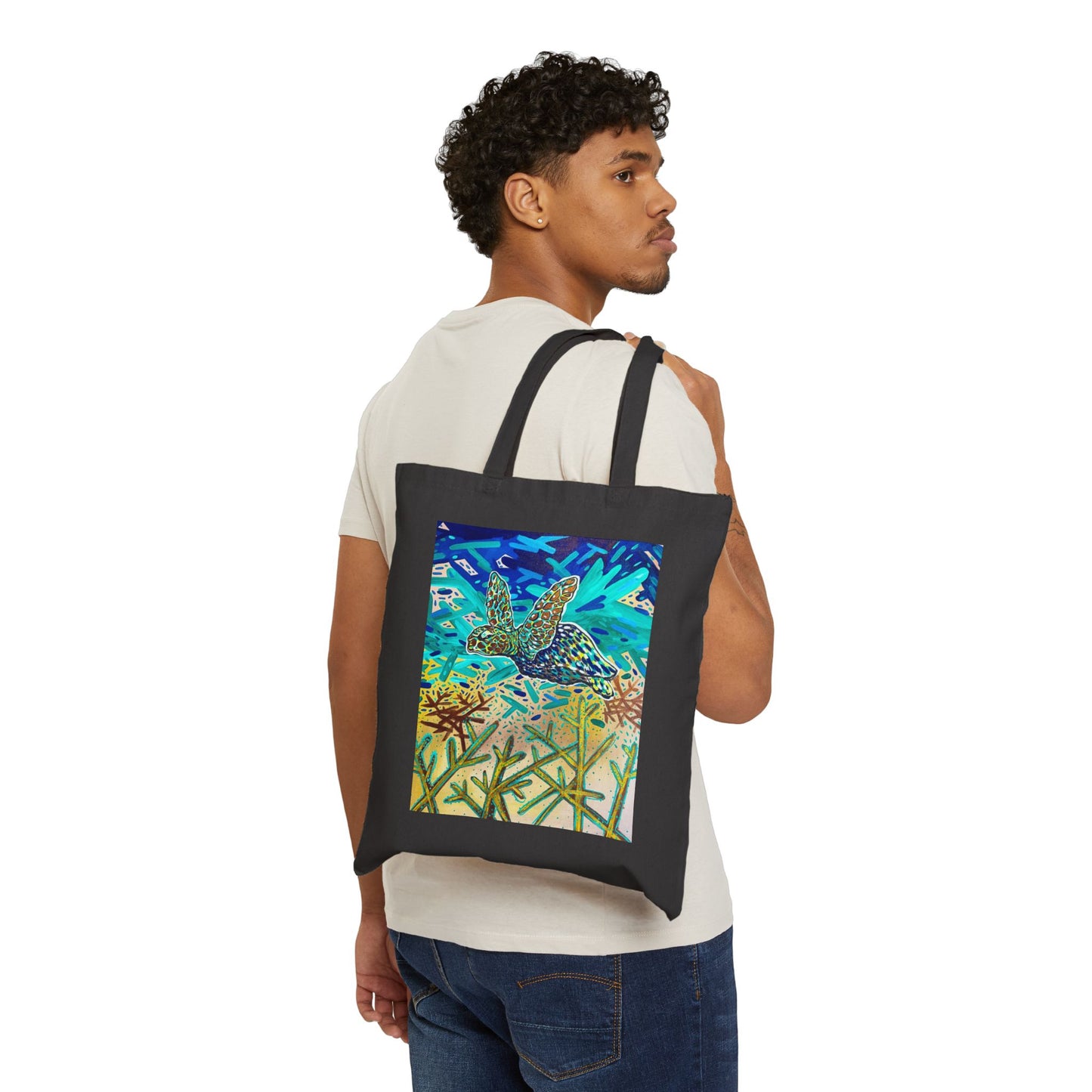 Arriving Sea Turtle Cotton Canvas Tote Bag