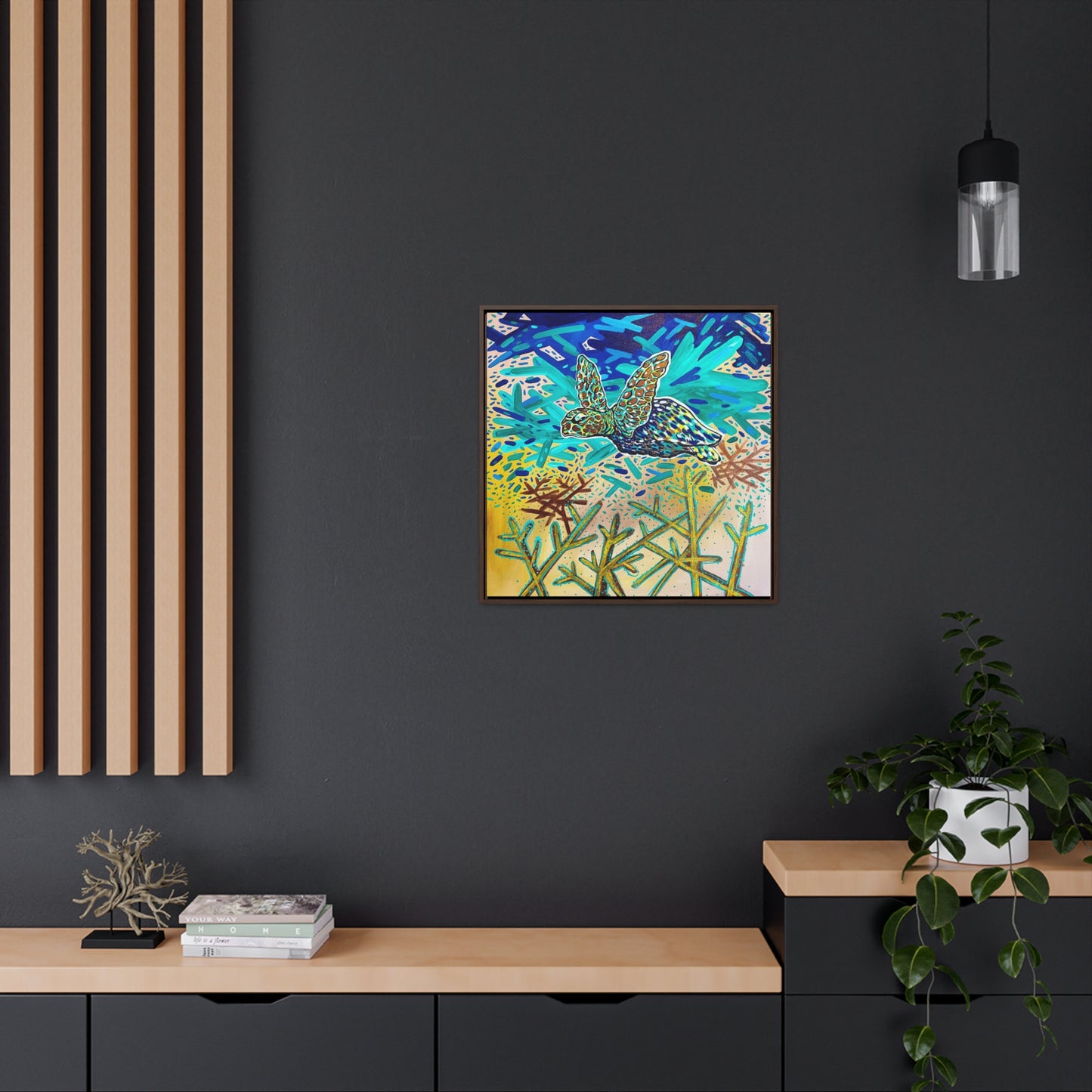 Arriving Sea Turtle Framed Gallery Canvas