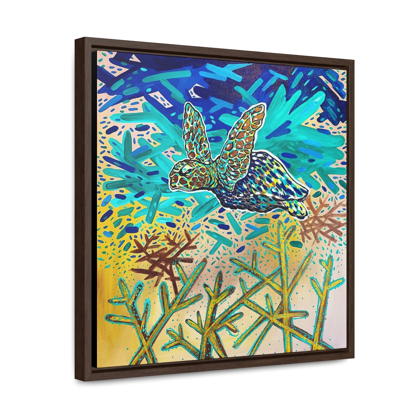 Arriving Sea Turtle Framed Gallery Canvas
