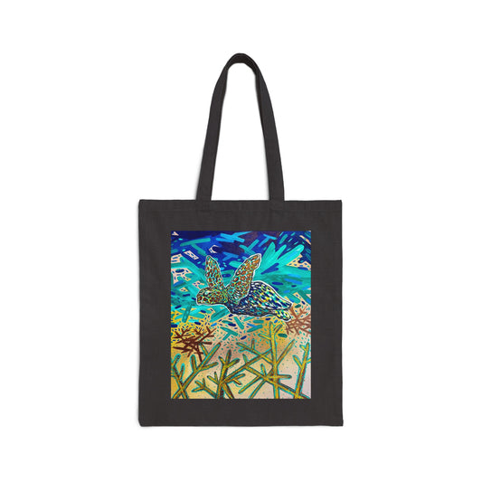 Arriving Sea Turtle Cotton Canvas Tote Bag