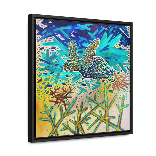 Arriving Sea Turtle Framed Gallery Canvas