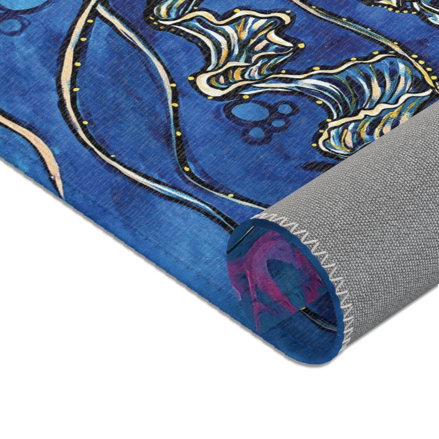 Blue Jellyfish Area Rug — Nautical Ocean Décor for Beach Houses & Bathrooms