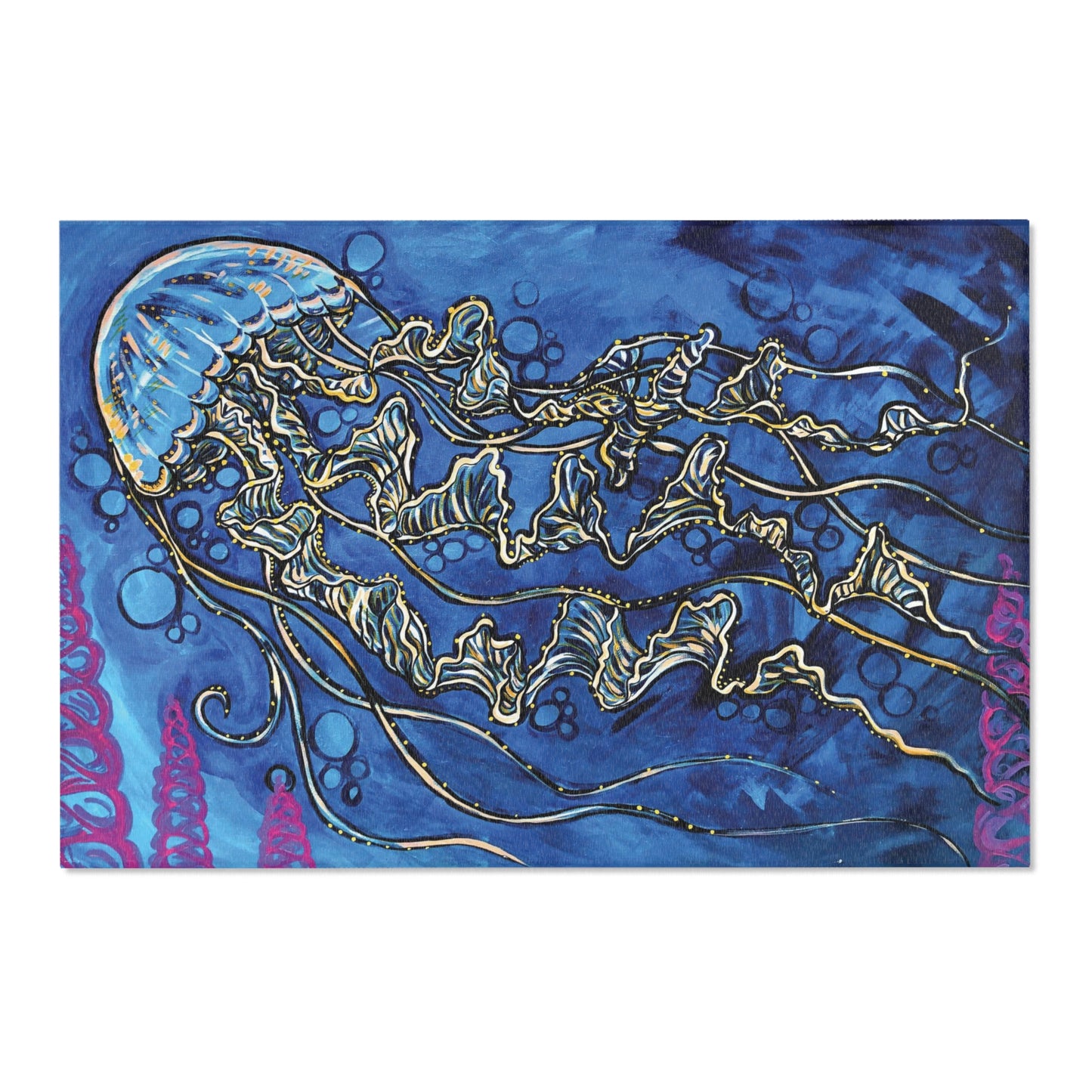 Blue Jellyfish Area Rug — Nautical Ocean Décor for Beach Houses & Bathrooms