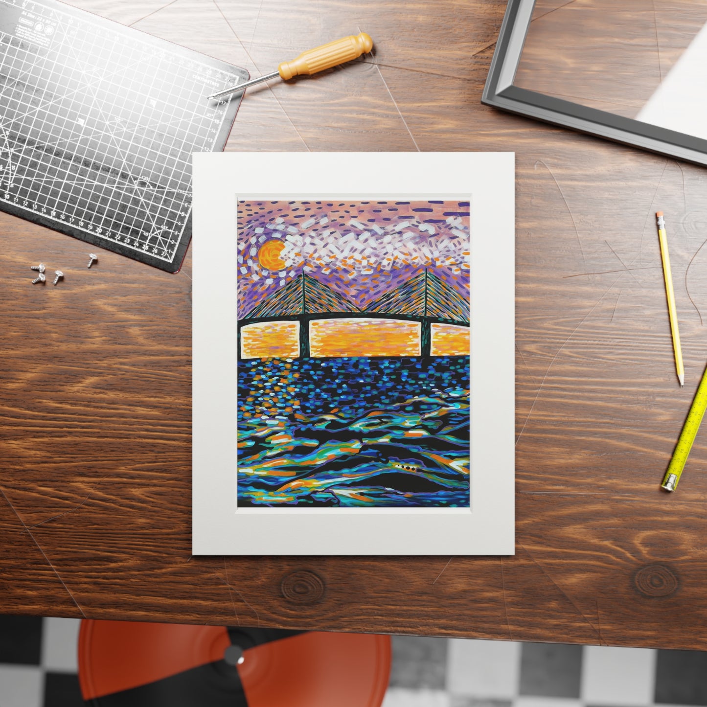 Sunshine Skyway Fine Art Matted Giclée Print