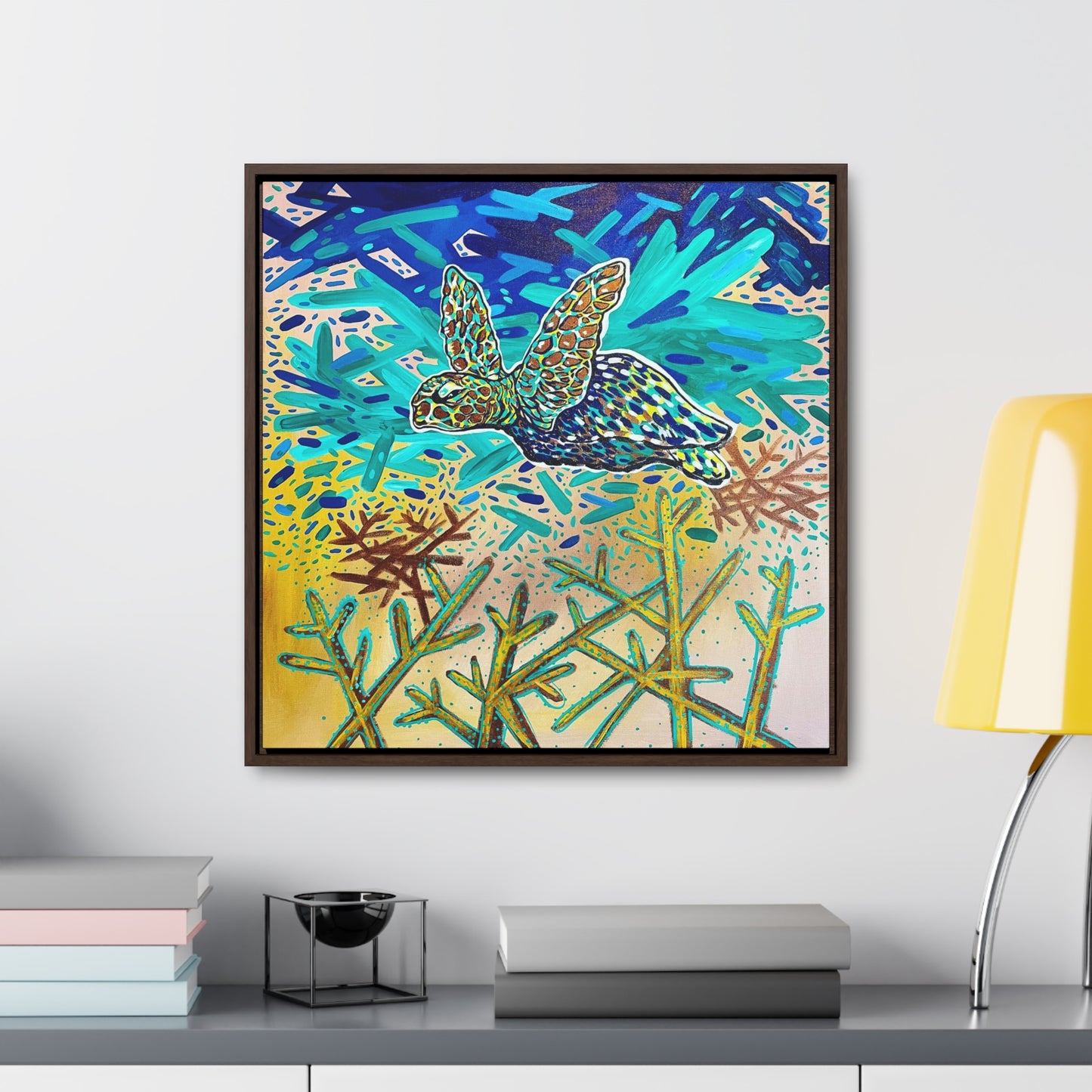 Arriving Sea Turtle Framed Gallery Canvas