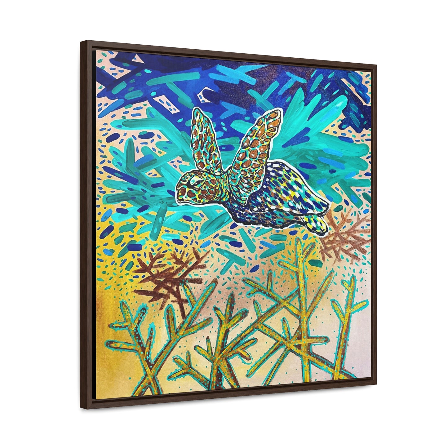 Arriving Sea Turtle Framed Gallery Canvas